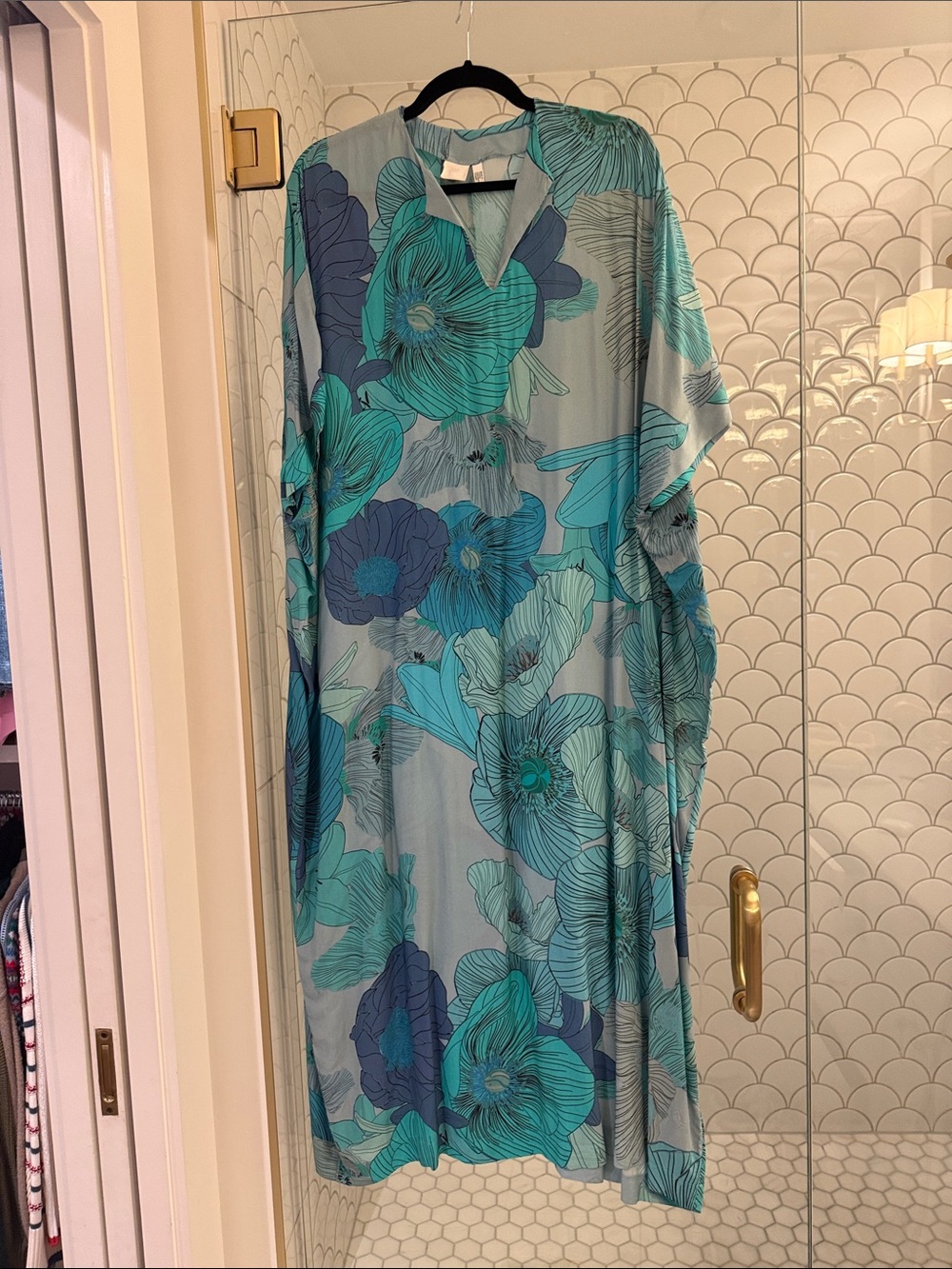 H&M Floral Blue Green Maxi Kaftan